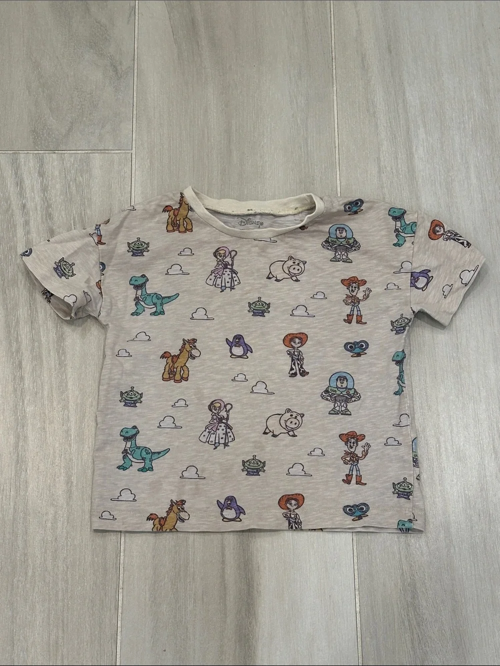 monica + andy 2T Disney Cream Short Sleeve Toy Story Woody Buzz Bullseye Tee